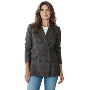 NWOT CeCe gray red Plaid Blazer suit jacket size 8